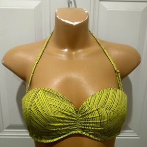 Raisins lime green grey dot bandeau bikini top S